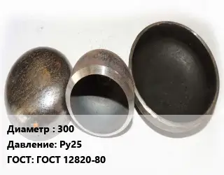 Заглушка стальная 300 Ру25 ГОСТ: ГОСТ 12820-80